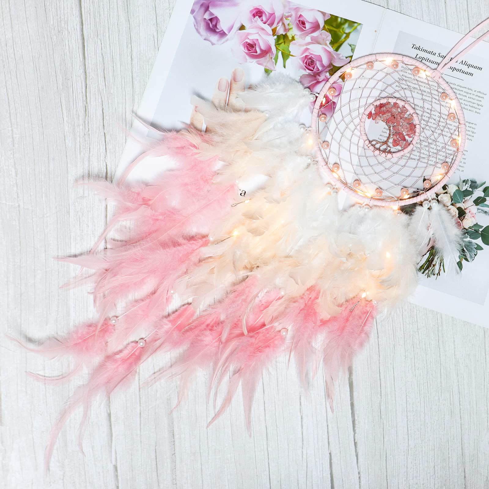 Crystal Tree of Life Feather Glow Dreamcatcher