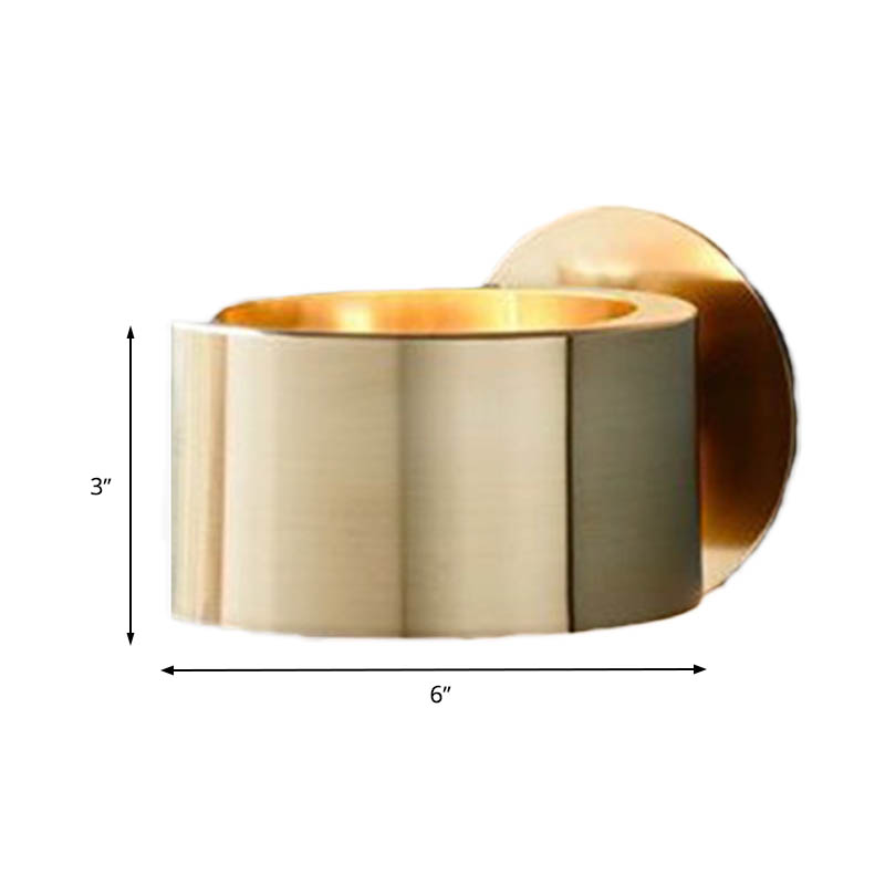 Drum Wall Mounted Light Minimalist Metal 1 Head Living Room Wall Lighting Fixture in Gold