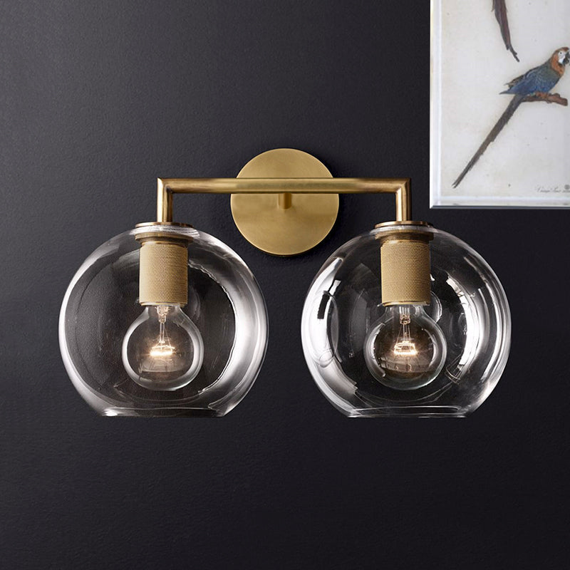 Traditionary Armed Sconce Light Metal 1/2 Heads Wall Lamp Fixture in Black/Brass/Chrome for Living Room