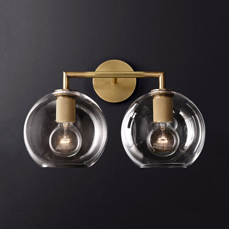 Traditionary Armed Sconce Light Metal 1/2 Heads Wall Lamp Fixture in Black/Brass/Chrome for Living Room