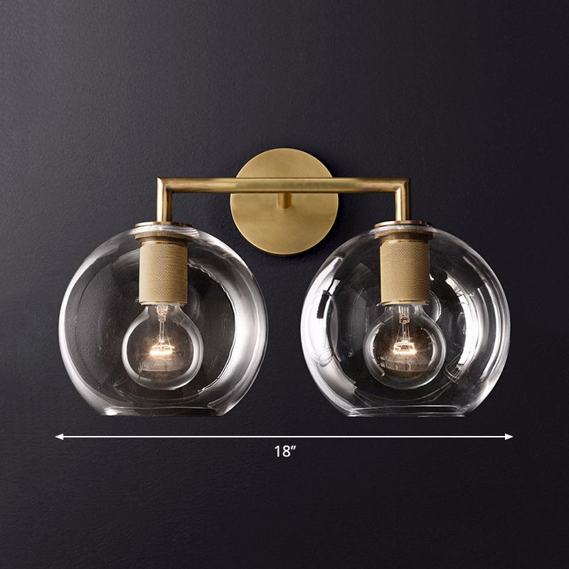 Traditionary Armed Sconce Light Metal 1/2 Heads Wall Lamp Fixture in Black/Brass/Chrome for Living Room