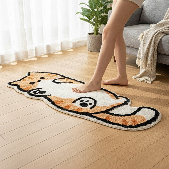 Playful Cat Area Irregular Rug