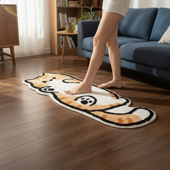 Playful Cat Area Irregular Rug