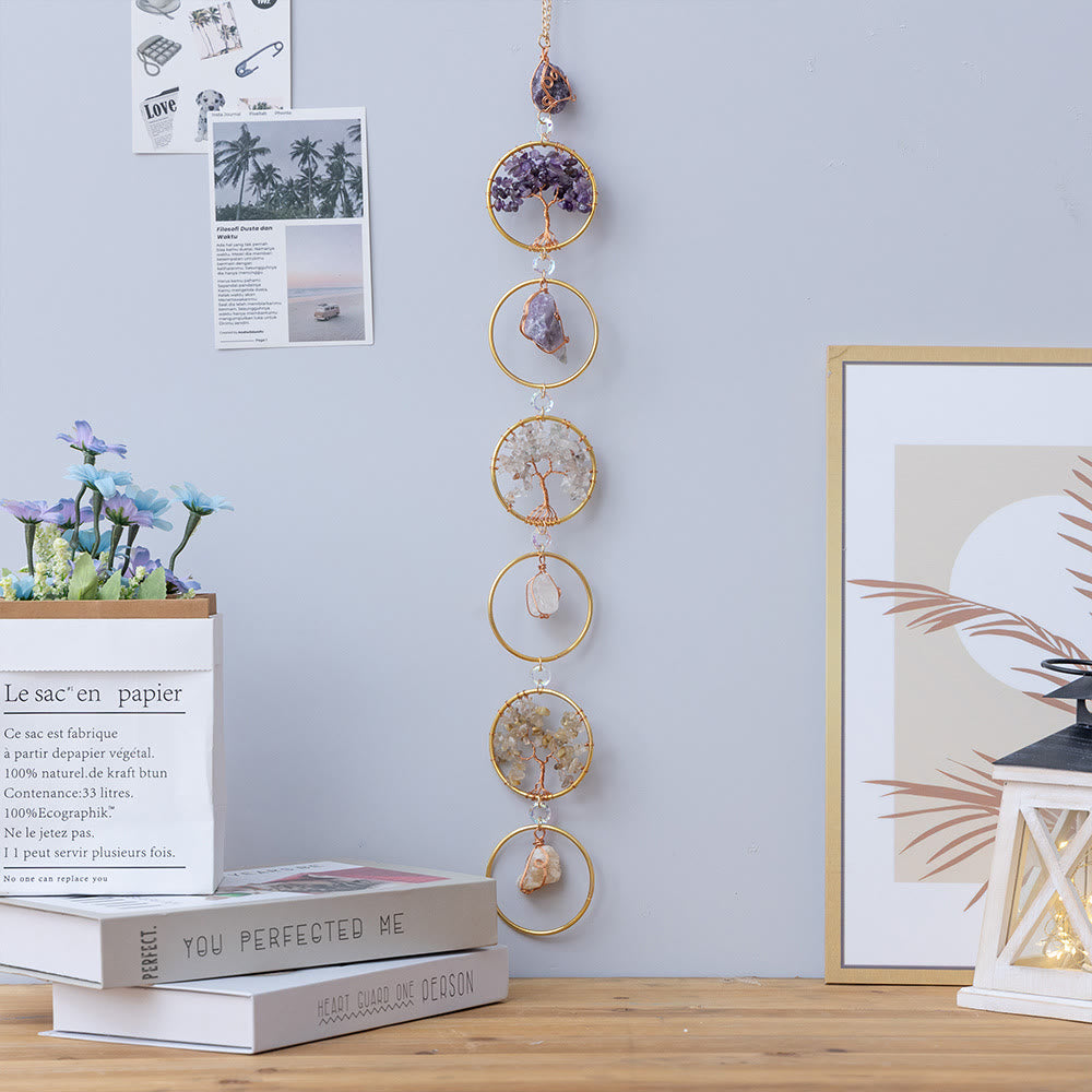Crystal Tree of Life 6 Rings Wall Decor Ornament