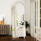 Vinantica | Elegant Arched Full-Length Gold Mirror with High-Definition Aluminum Frame