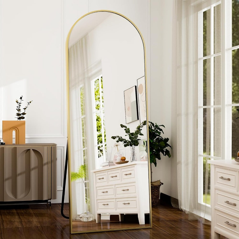Vinantica | Elegant Arched Full-Length Gold Mirror with High-Definition Aluminum Frame