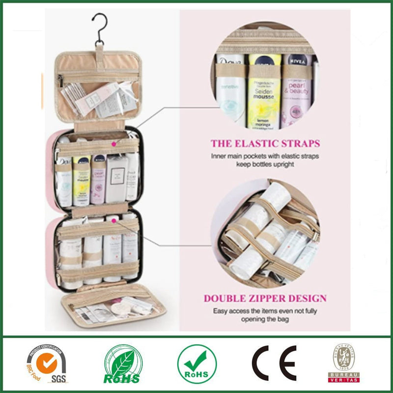 Waterproof toiletry bag travel bag with hook for hanging
