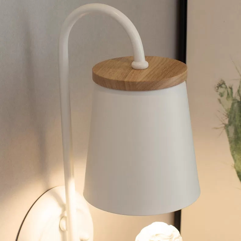 White Little Angel Wall Light with Bucket Shade 1 Head Metal Wall Lamp for Living Room