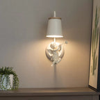 White Little Angel Wall Light with Bucket Shade 1 Head Metal Wall Lamp for Living Room