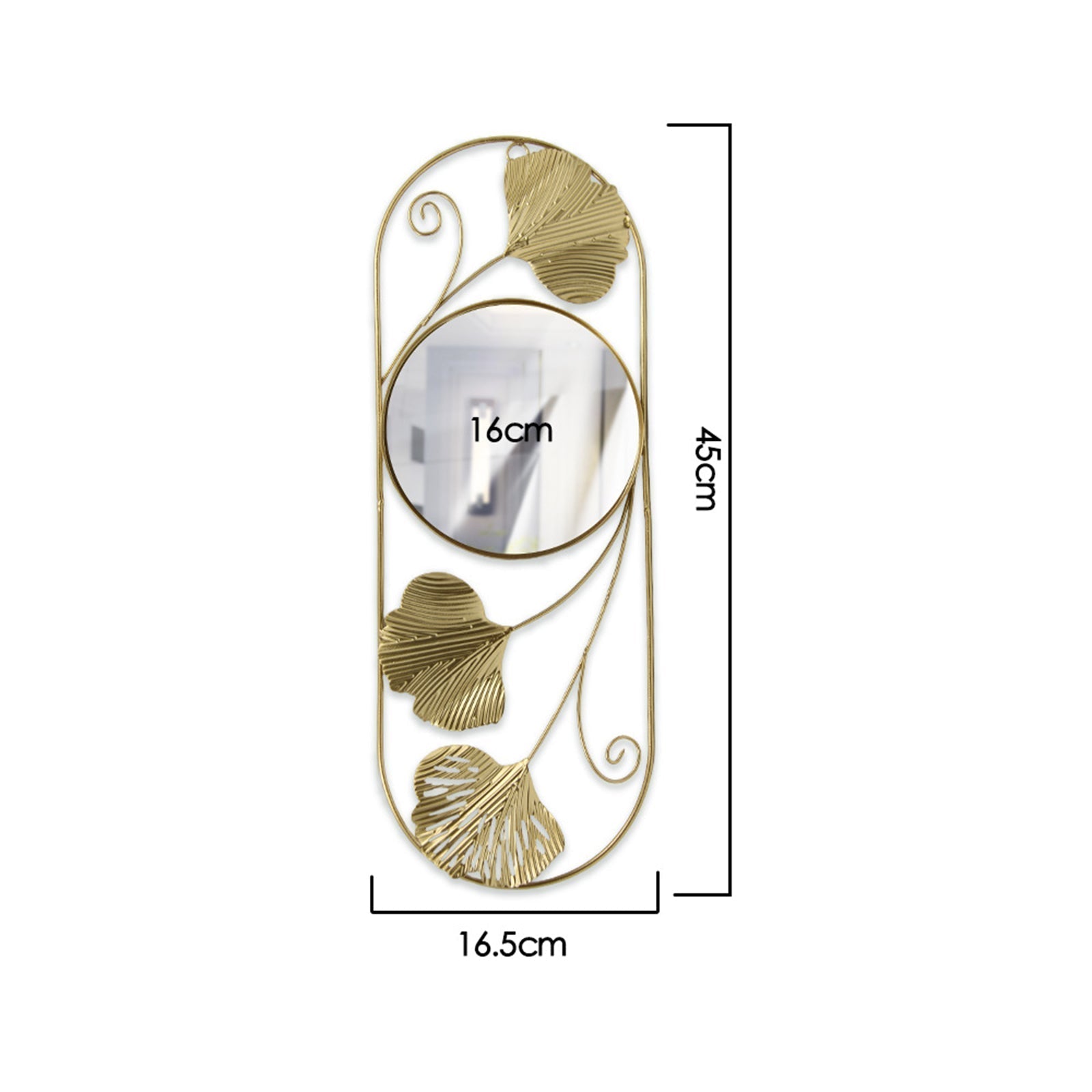 Vinantica | Elegant Metal Ginkgo Leaf Wall Mirror