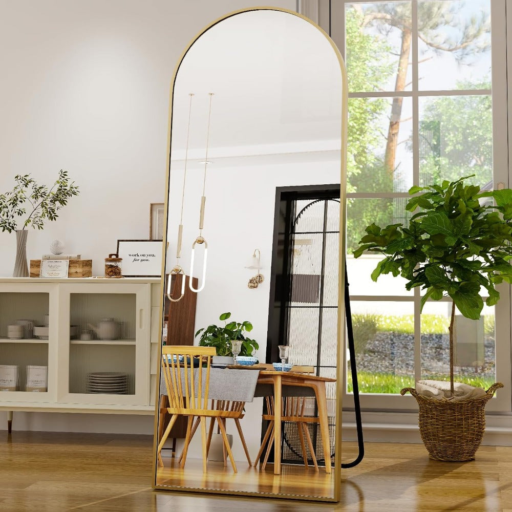 Vinantica | Elegant Arched Full-Length Gold Mirror with High-Definition Aluminum Frame