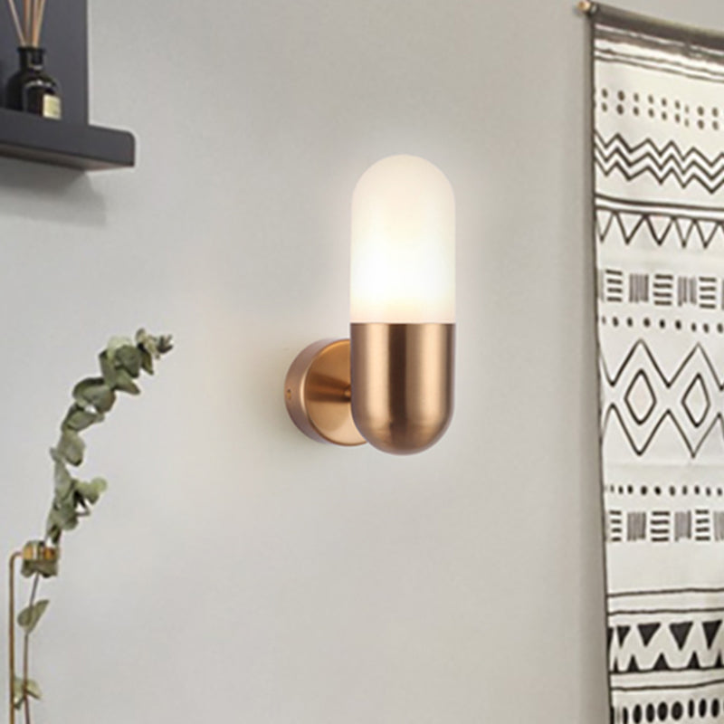 Capsule Metal Wall Sconce Light Postmodern 1 Light Black/Gray/White Wall Mounted Light for Bedroom