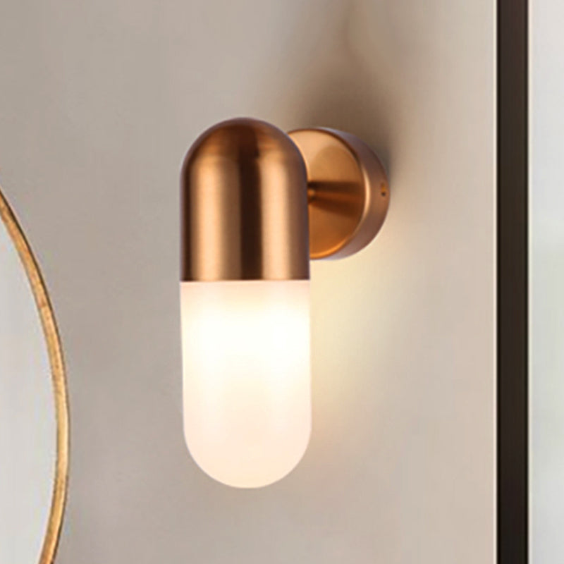 Capsule Metal Wall Sconce Light Postmodern 1 Light Black/Gray/White Wall Mounted Light for Bedroom