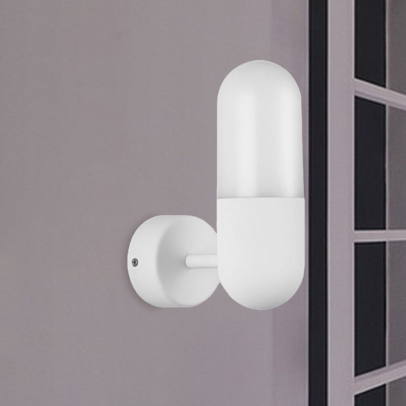 Capsule Metal Wall Sconce Light Postmodern 1 Light Black/Gray/White Wall Mounted Light for Bedroom