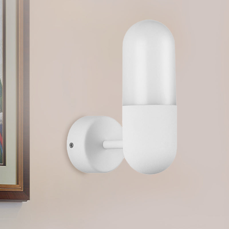Capsule Metal Wall Sconce Light Postmodern 1 Light Black/Gray/White Wall Mounted Light for Bedroom