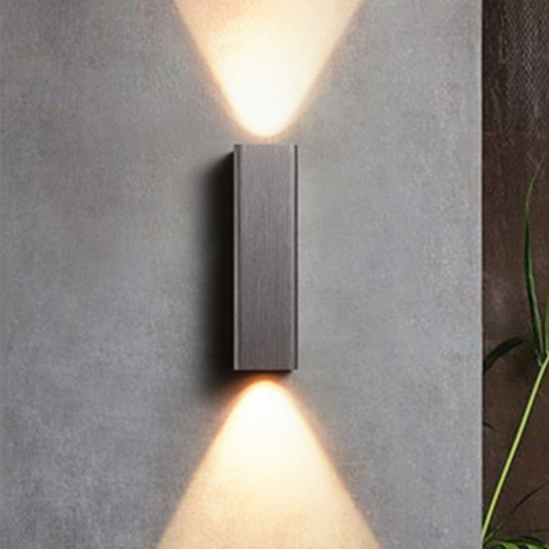 Modern Cuboid Wall Mounted Light Metal Living Room LED Up and Down Wall Sconce in Bronze/Gold/Coffee