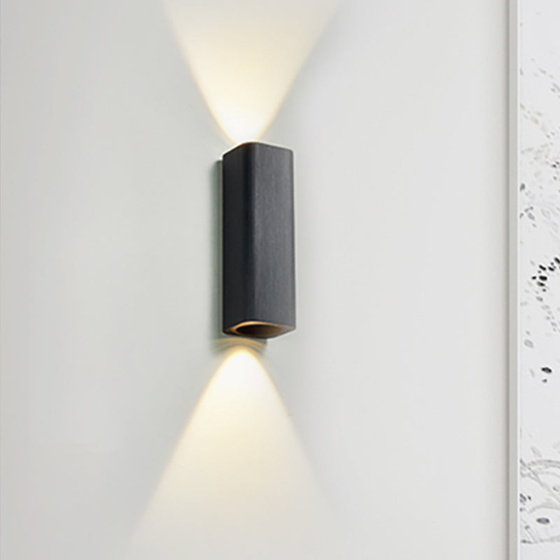 Modern Cuboid Wall Mounted Light Metal Living Room LED Up and Down Wall Sconce in Bronze/Gold/Coffee