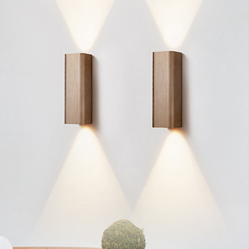 Modern Cuboid Wall Mounted Light Metal Living Room LED Up and Down Wall Sconce in Bronze/Gold/Coffee