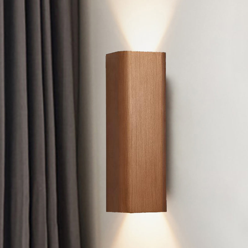 Modern Cuboid Wall Mounted Light Metal Living Room LED Up and Down Wall Sconce in Bronze/Gold/Coffee