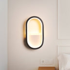 Oval Wall Light Fixture Contemporary Acrylic Black/White LED Wall Sconce in Warm/White Light