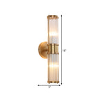 1/2-Light Corridor Wall Light Fixture Modernist Stylish Golden Wall Sconce with Cylindrical Clear Crystal Shade