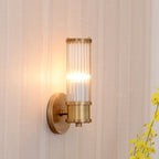 1/2-Light Corridor Wall Light Fixture Modernist Stylish Golden Wall Sconce with Cylindrical Clear Crystal Shade
