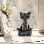 Playful Black Buddha Cat Figure Meditation Yoga Collectible Happy Cat Decor Home Garden Decoration Garden Ornament