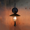 Black One Light Sconce Light Industrial Clear Glass Caged Lighting Fixture with Adjustable Pulley