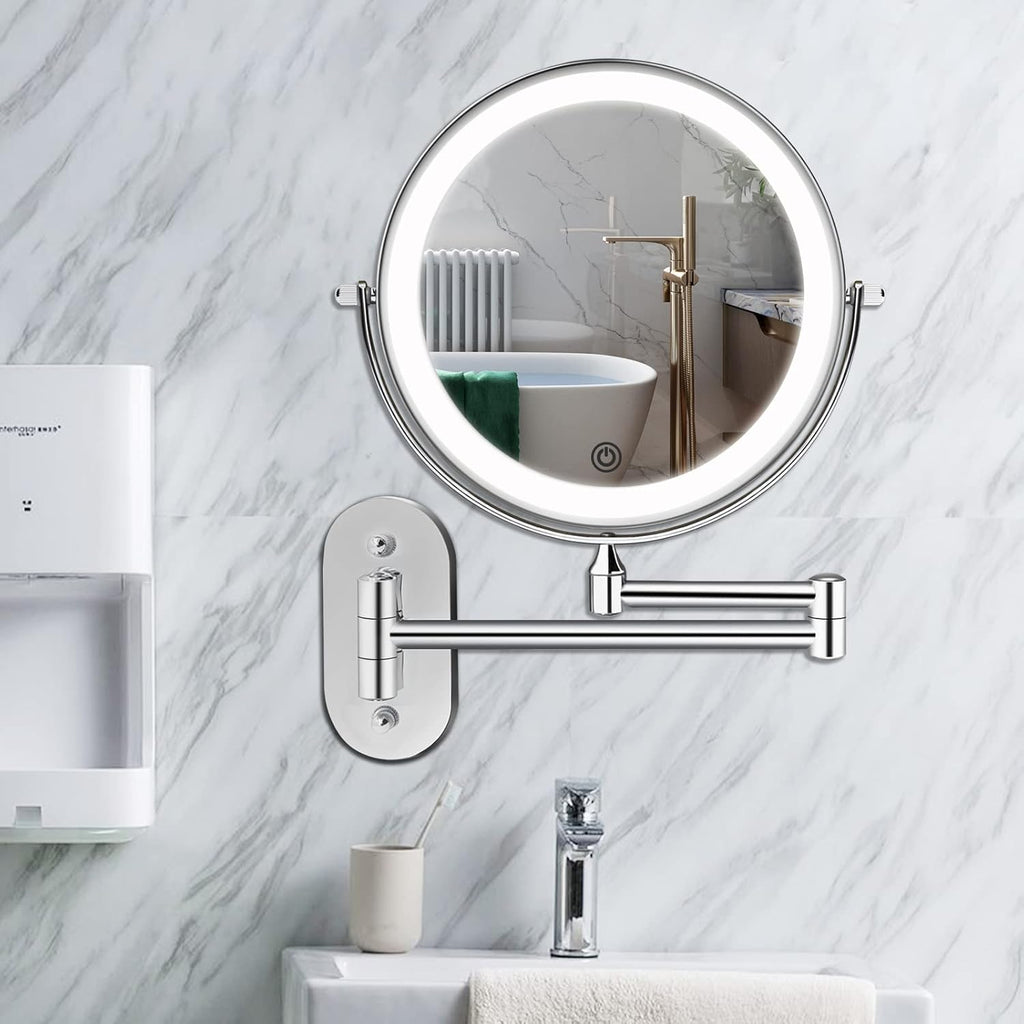 Illuminated wall mirror with 10x magnification and USB charging function | Vinantica
