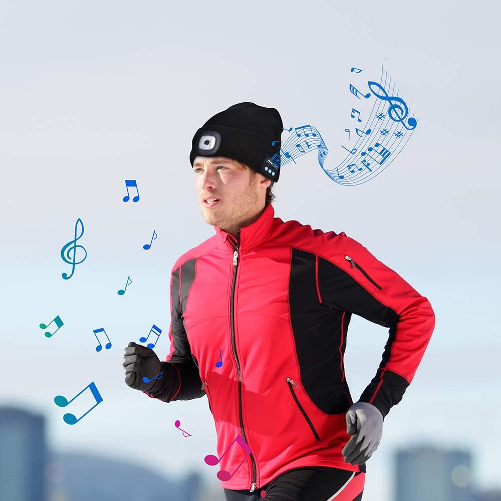 Bluetooth beanie with light Wireless headphones