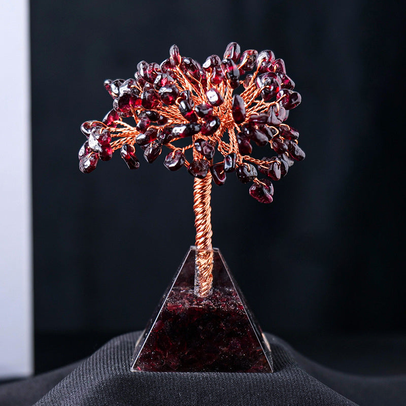 Natural Stone Gravel Pyramid Base Feng Shui Tree