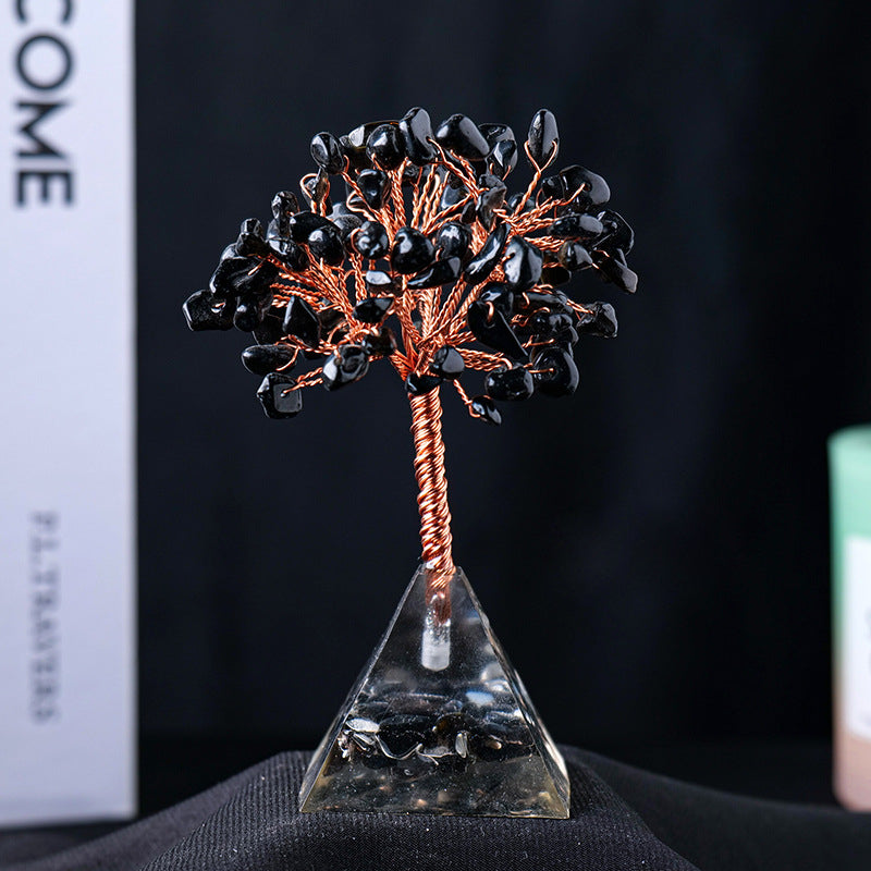 Natural Stone Gravel Pyramid Base Feng Shui Tree