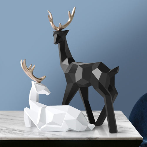 Abstract Deer Figures Pair