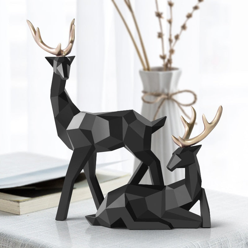 Abstract Deer Figures Pair