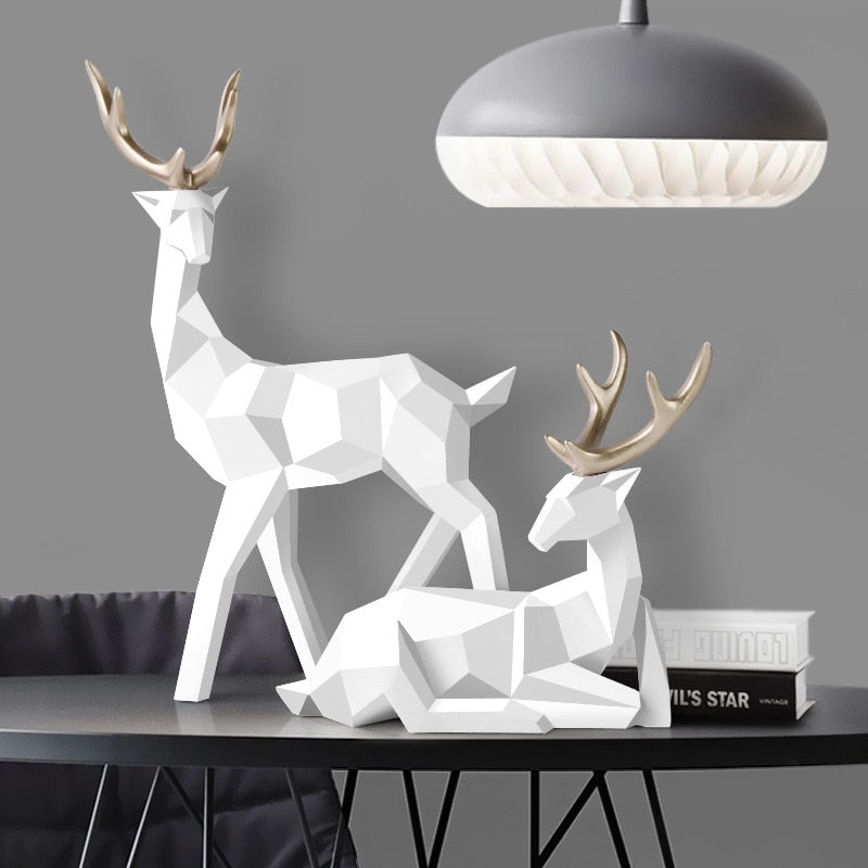 Abstract Deer Figures Pair
