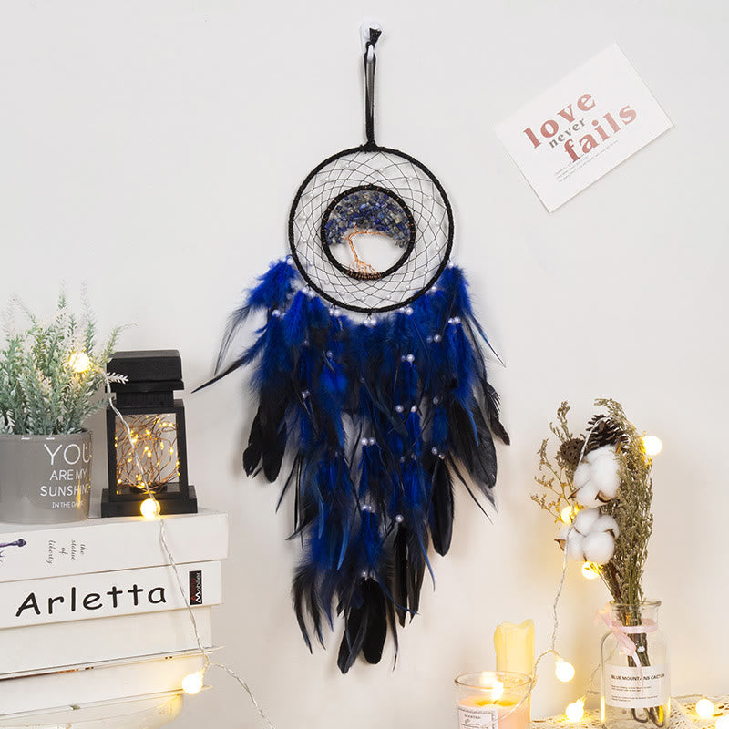 Crystal Tree of Life Feather Glow Dreamcatcher