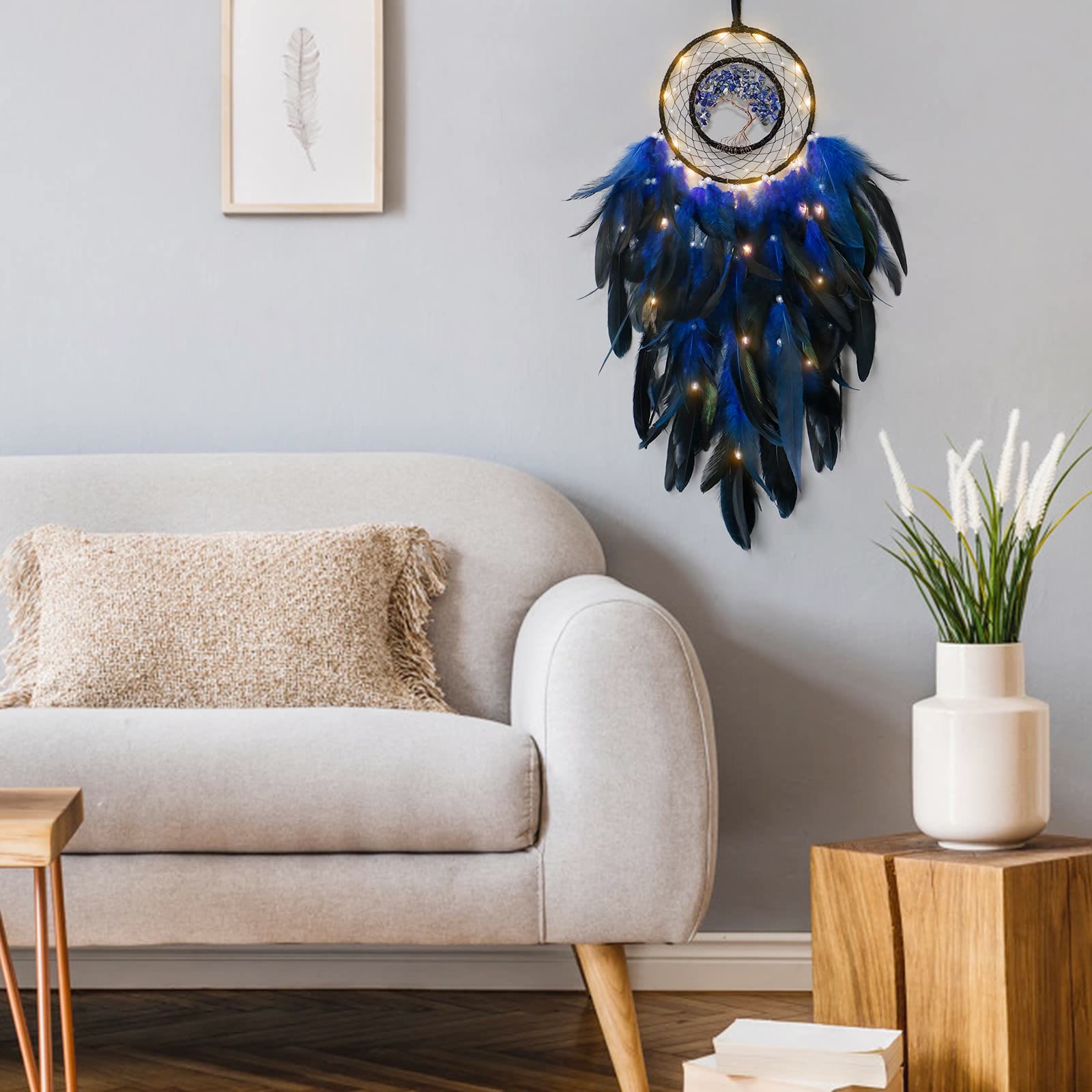 Crystal Tree of Life Feather Glow Dreamcatcher