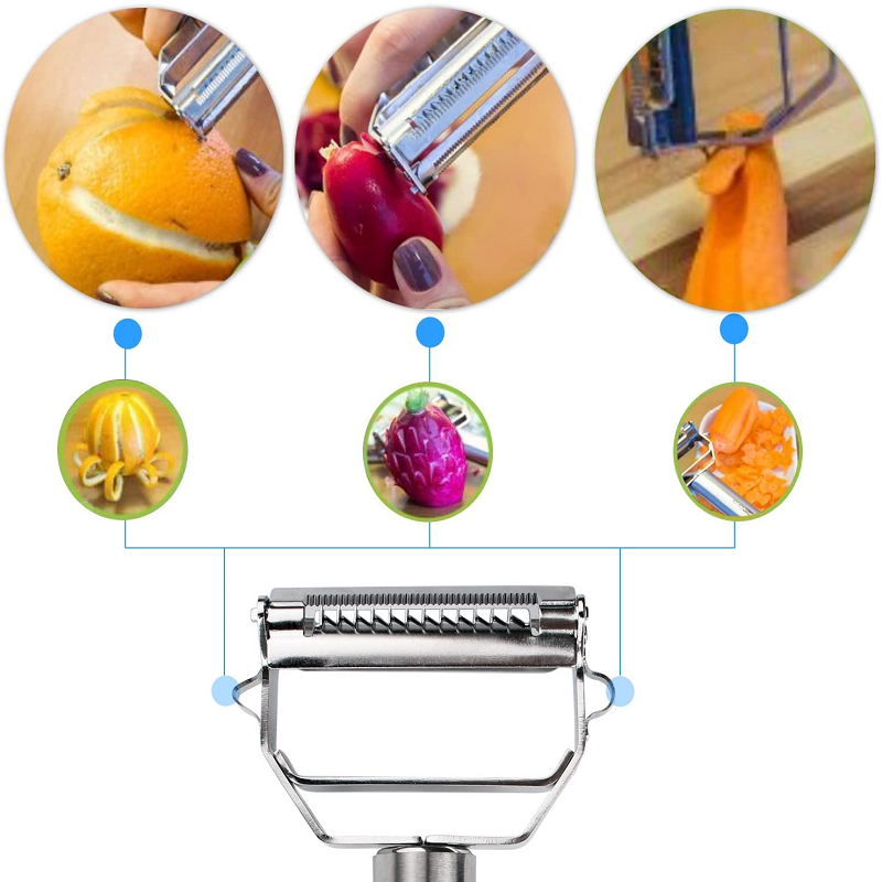 Ultra-sharp stainless steel multifunctional vegetable peeler & julienne cutter