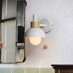 Macaron Domed Sconce Light Fixture 1 Bulb Wall Light Fixture with Metal Shade and Pull Chain in White/Pink/Green