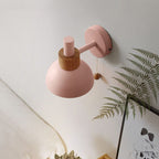 Macaron Domed Sconce Light Fixture 1 Bulb Wall Light Fixture with Metal Shade and Pull Chain in White/Pink/Green