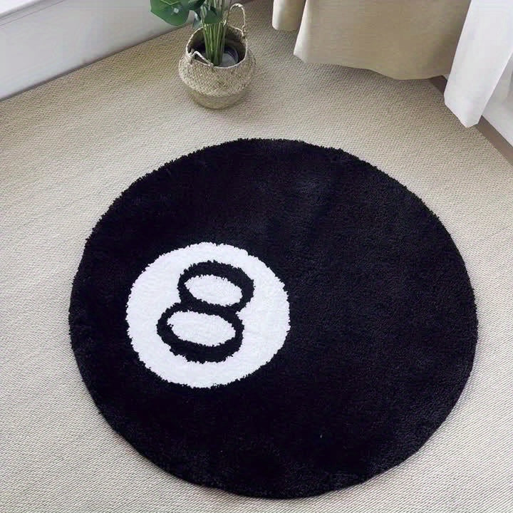 8 Ball Billiard Round Floor Mat – Non-Slip Carpet for Living Room, Bathroom & Decoration | AvailaBowlifte in Sizes