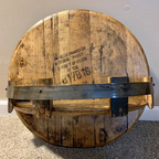 Whiskey barrel wall shelf | Rustic solid wood design | Round
