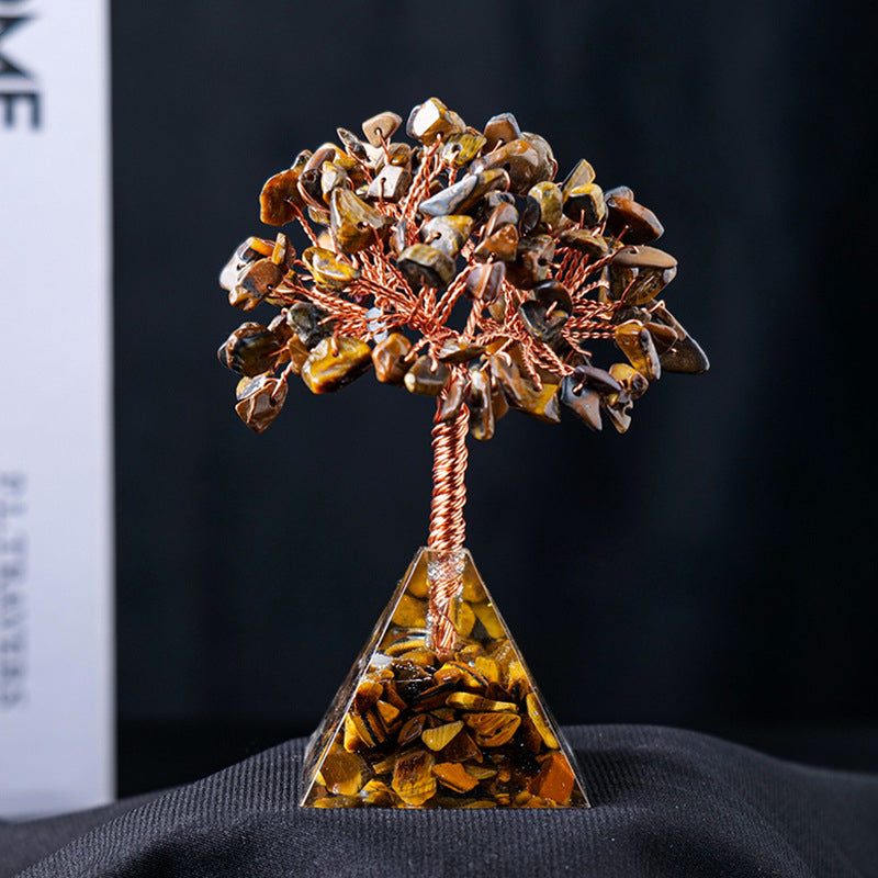 Natural Stone Gravel Pyramid Base Feng Shui Tree