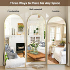 Vinantica | Elegant Arched Full-Length Gold Mirror with High-Definition Aluminum Frame
