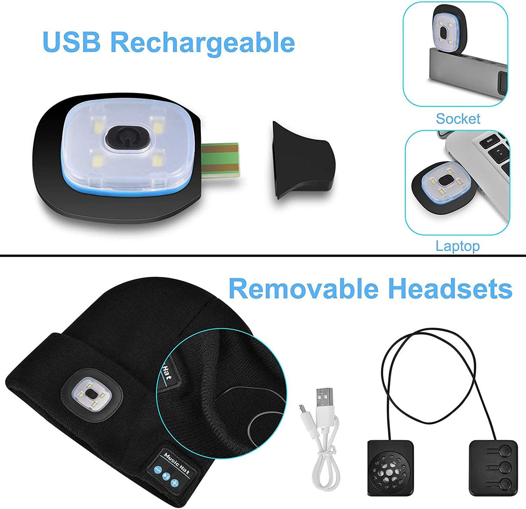Bluetooth beanie with light Wireless headphones