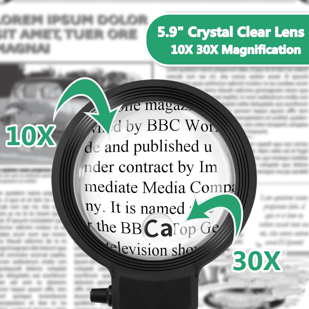 Full-page magnifier with LED light – Hands-free reading aid for books, crafts & hobbies