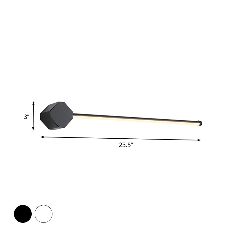 LED Bathroom Sconce Simple Black/White Finish Vanity Wall Light with Slim Linear Acrylic Shade, 16"/23.5" Long