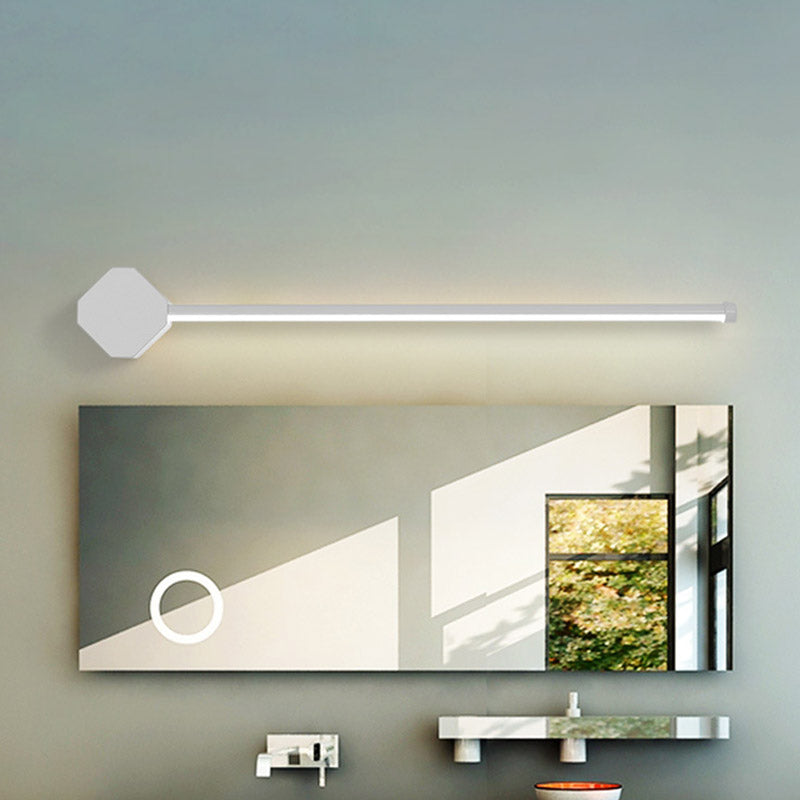 LED Bathroom Sconce Simple Black/White Finish Vanity Wall Light with Slim Linear Acrylic Shade, 16"/23.5" Long
