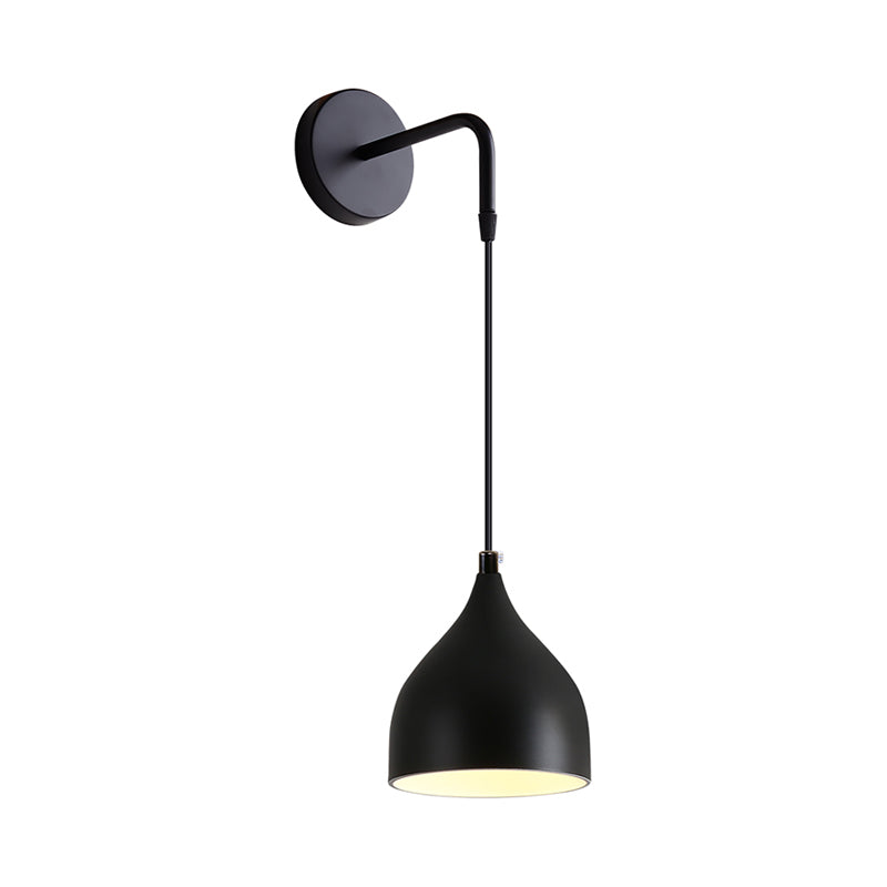 White/Black Finish Urn Shape Wall Mount Light Modern 1 Light Iron Wall Pendant Lamp for Bedside
