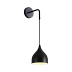 White/Black Finish Urn Shape Wall Mount Light Modern 1 Light Iron Wall Pendant Lamp for Bedside